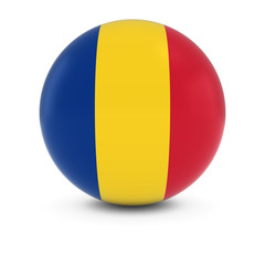 Fototapeta premium Romanian Flag Ball - Flag of Romania on Isolated Sphere