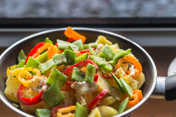 Asian cuisine healthy raw food prepared to cook in pan