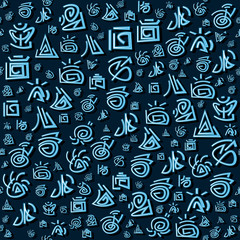 Seamless pattern of the fantasy symbols. Background vector illustration 10 EPS