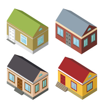 Isometric house set.3D icons