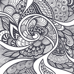 Abstract pattern in Zen-tangle  Zen-doodle style black on white