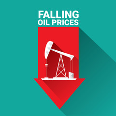 Oil price falling down graph illustration. vector 