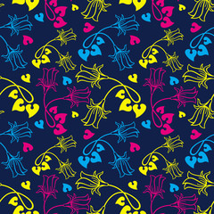 Seamless pattern with bellflowers