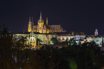 Naklejka premium view of Prague castle in evening