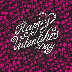 Happy Valentines day card with pink Heart pattern