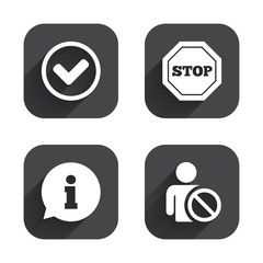 Information icons. Stop prohibition symbol.