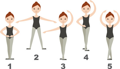 Obraz premium Young dancer demonstrates the five basic ballet positions