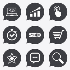 Internet, seo icons. Online shopping, charts.