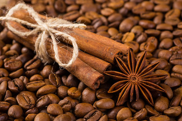 Coffee on grunge wooden background