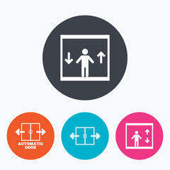 Automatic door icons. Elevator symbols.