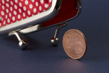 Wallet and last two euro cent