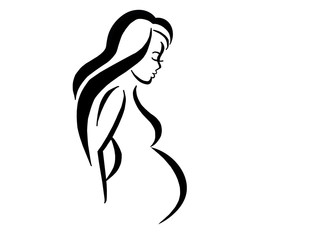 контурная иллюстрация, беременная женщина, будущая мама