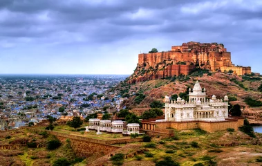 Fototapete Indien Mehrangharh Fort und Jaswant Thada Mausoleum in Jodhpur, Rajasthan, Indien