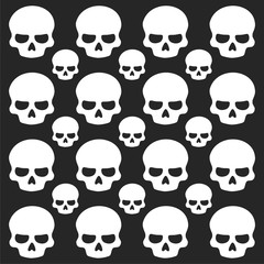 Skull icon on black background
