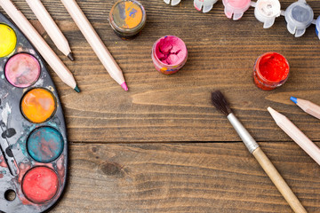 paint, brushes, palette
