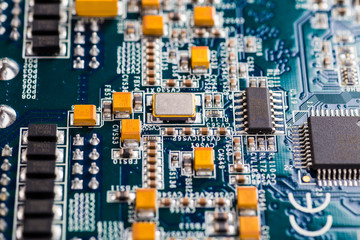circuit board background of computer motherboard
