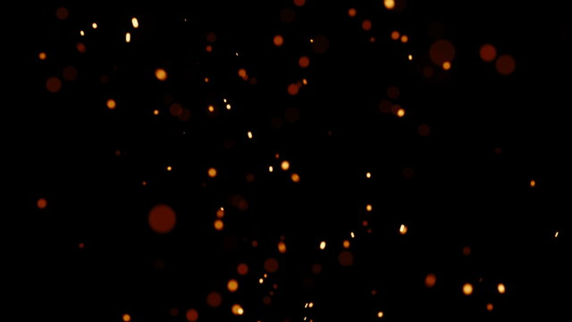 Rising Embers, Medium Flames (60fps). Fire on medium heat, hot burning embers rise up. The shallow focus makes the particles bokeh.
