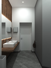 Bathroom modern loft style, 3D render