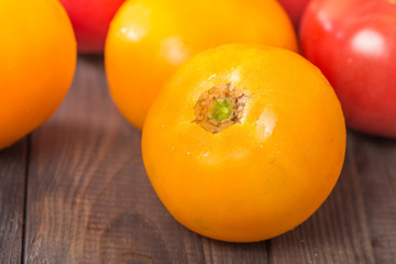 Fresh big red and yellow tomatoes