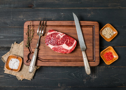 Raw fresh meat ribeye steak