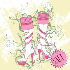 Fashion illustration of a pair of women's high boots
