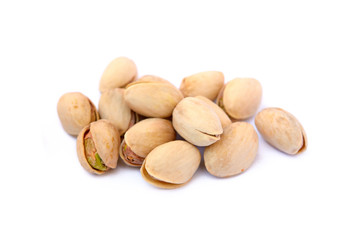 pistachios in the shell on a white background