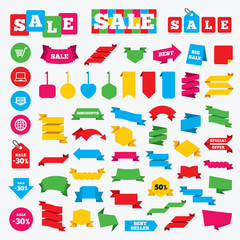 Fototapeta premium Online shopping icons. Notebook pc, cart, buy.