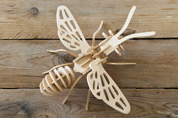 Designer toy plane from wooden parts