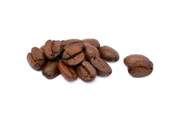 isolated coffee beans on white background