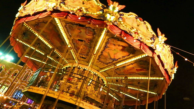 Festive carrousel with sparkling lights 