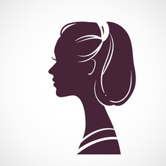 Women silhouette head with stylized haircut