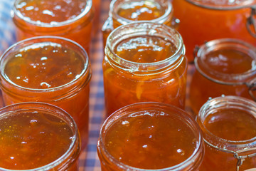 marmalade in jam jars
