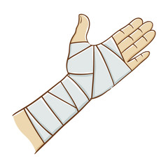 Injured Hand Wrapped in Elastic Bandage Vector illustration