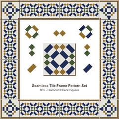 Seamless tile frame pattern set_005 Diamond Check Square Geometry
