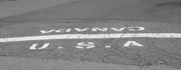 Marking on Canada-USA border
Between Stanstead, Quebec and Derby Line, Vermont