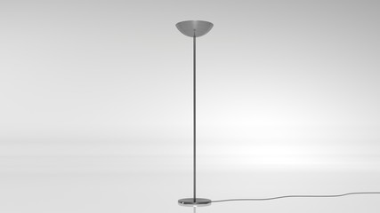 Silver floor lamp, electric light isolated on white background