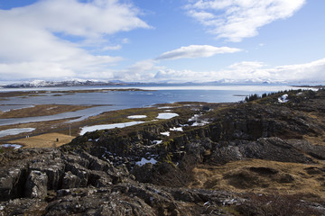 Fototapeta na wymiar Thingvellir with lake Pingvallavatn in Iceland