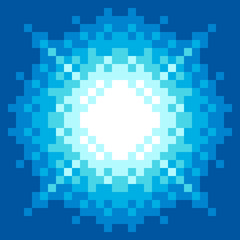 8-Bit Pixel-art Blue Video Game Explosion - obrazy, fototapety, plakaty