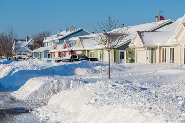 Winter Neighborhood in north America suburbia.