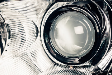 xenon led headlight lamp optic lens, macro view © nikkytok