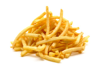 potato fry on white isolated background
