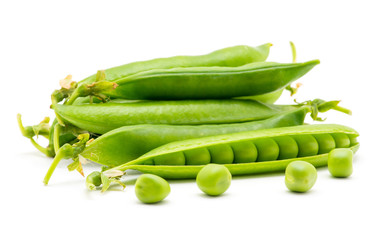 fresh green peas isolated on a white background