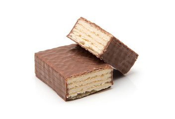 chocolate waffles isolate on white