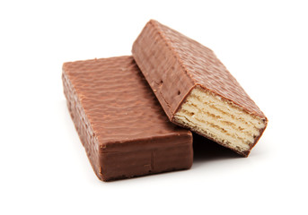 chocolate waffles isolate on white