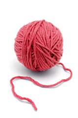 Ball of yarn on white background