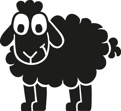 Black funny sheep cartoon