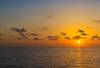 Sunset on sea in Maldives