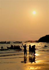 Sihanoukville beach at Sunset, Cambodia