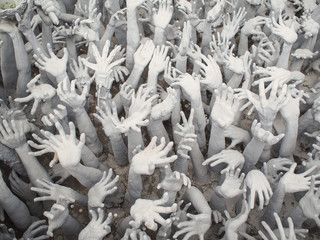 Hands Statue from Hell in Wat Rong Khun at Chiang Rai, Thailand