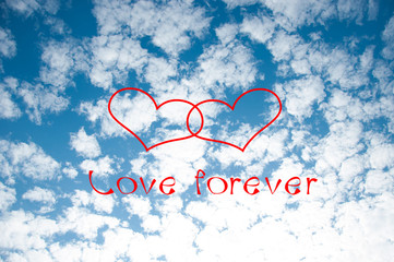 heart on the blue sky background